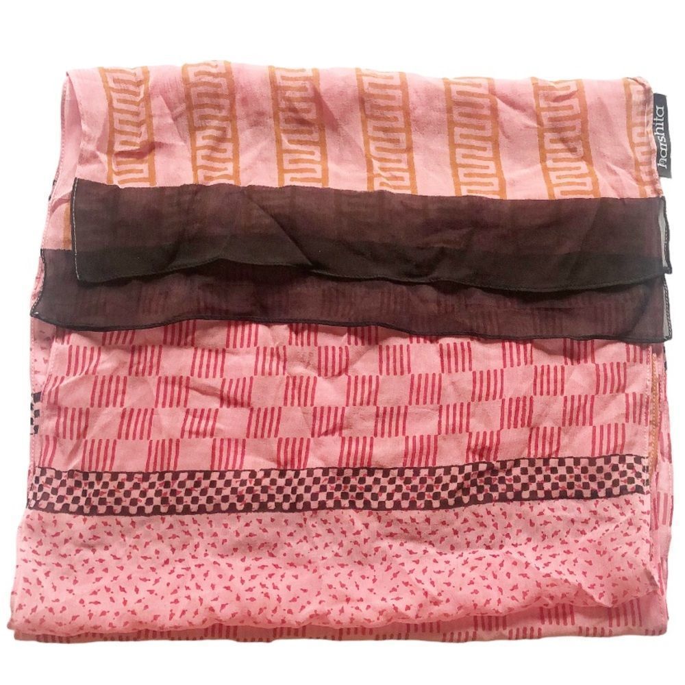 Harshita Designs Silk Scarf Pink Printed